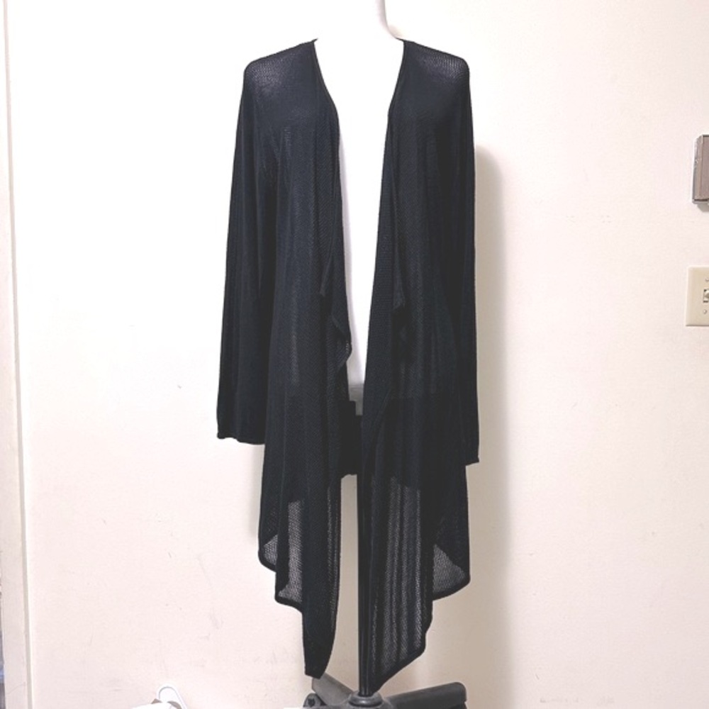 NEW Magaschoni Rayon Lightweight Thin Knit Cascading Panels w Open Front Wrap 1X